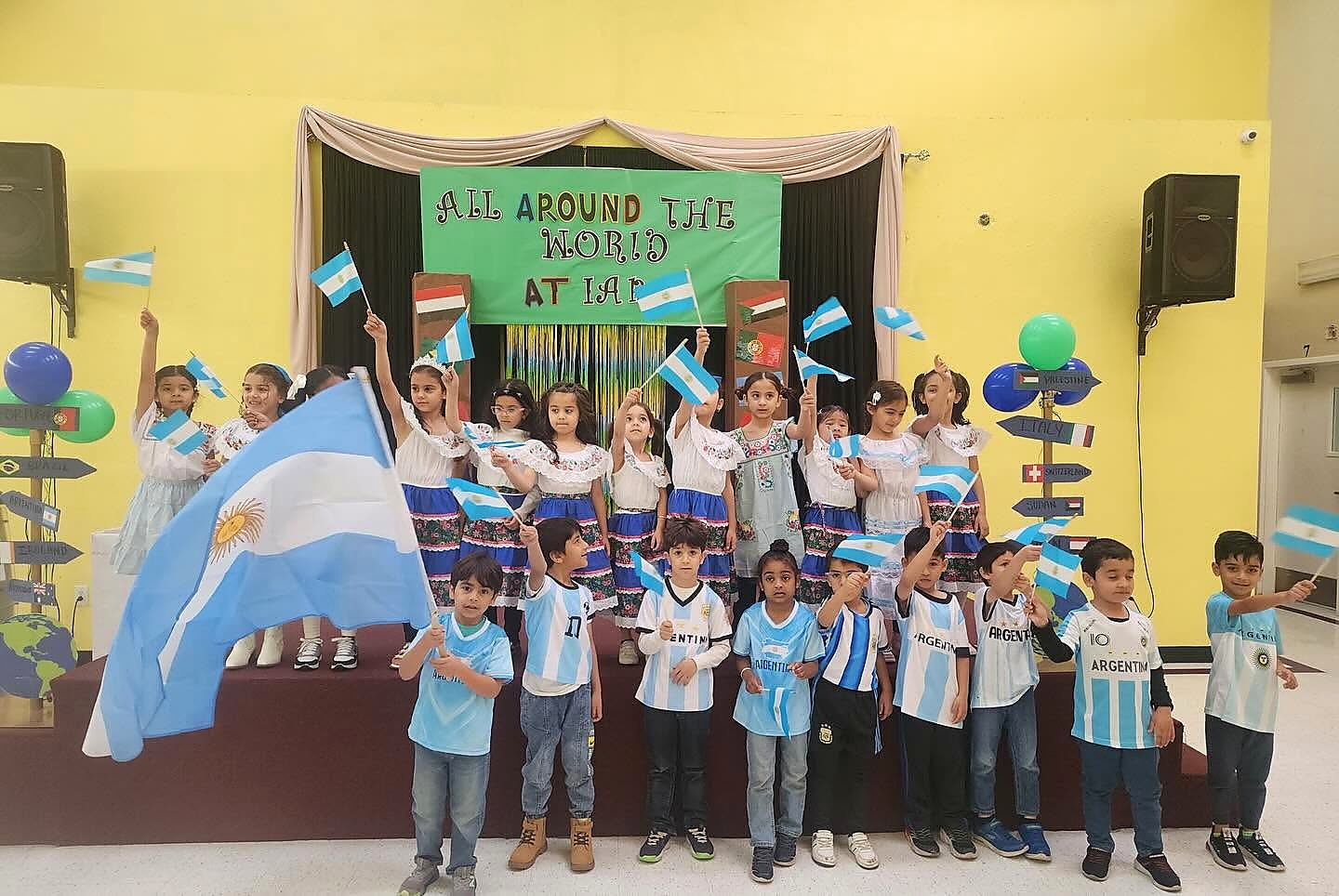 Students participating in a school cultural program